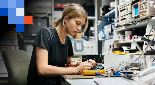 Woman developing new job skills