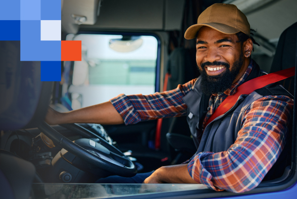 Happy truck driver employee